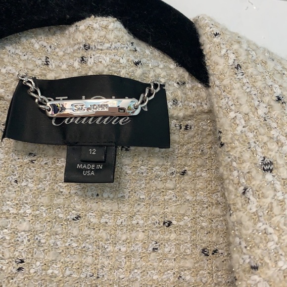 St. John Couture size 12 blazer with sparkle! Shoulder pads. tweed type - Picture 6 of 14
